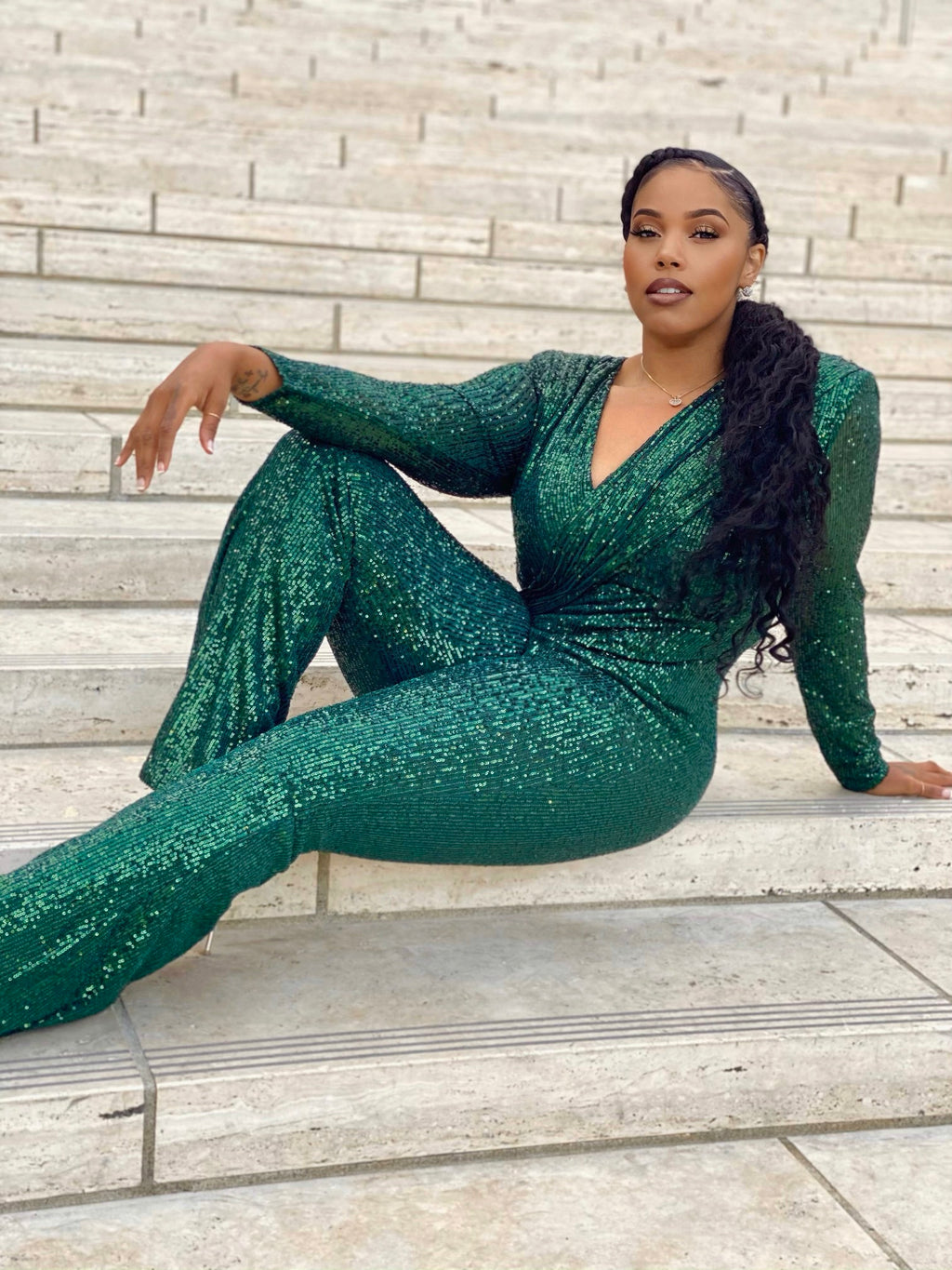 HIGH MAINTENANCE JUMPSUIT - EMERALD GREEN