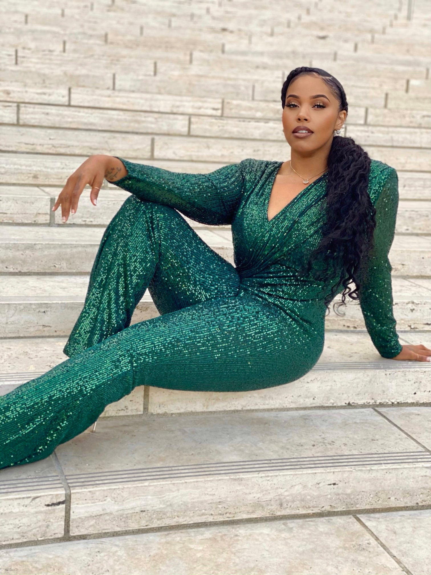HIGH MAINTENANCE JUMPSUIT - EMERALD GREEN