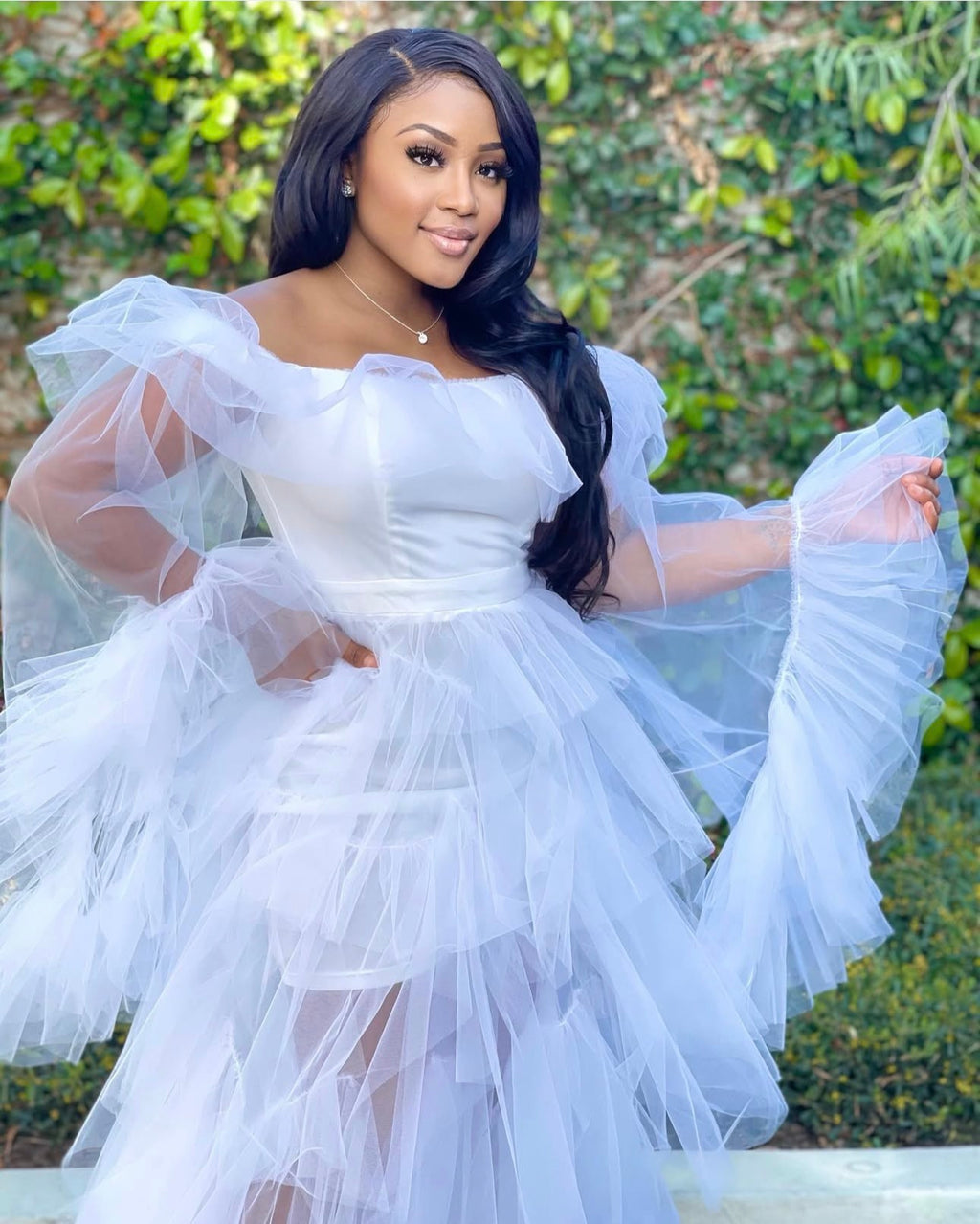 MOGUL STATUS RUFFLE DRESS -  WHITE