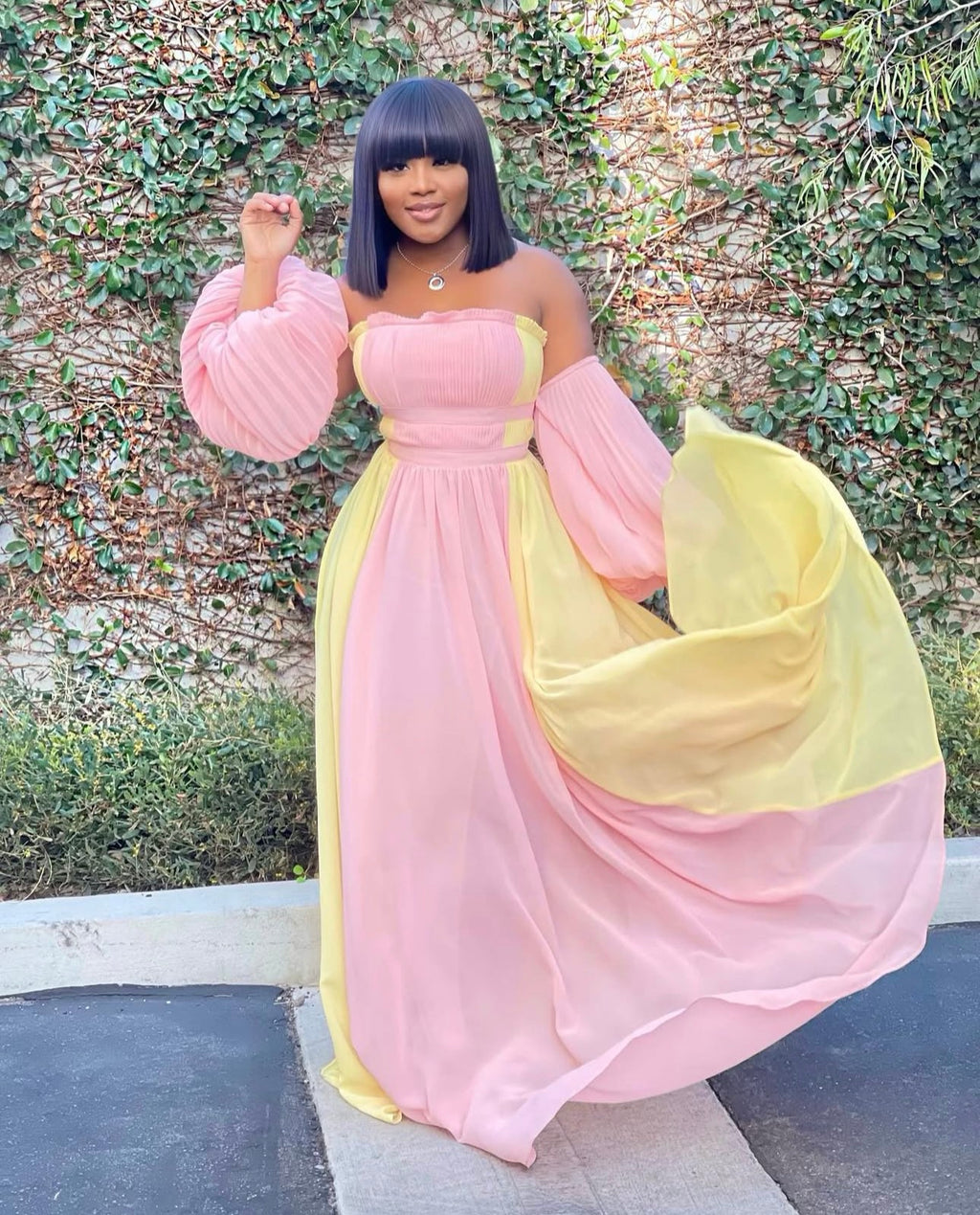 SWEET DREAMS MAXI DRESS - PINK/YELLOW