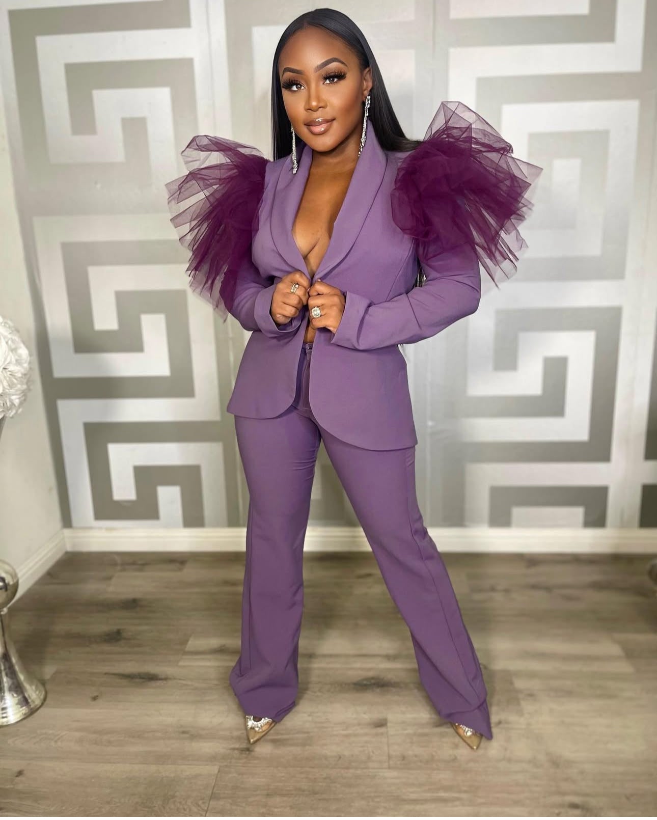 JAWDROPPING TILLE SHOULDER SUIT - PURPLE