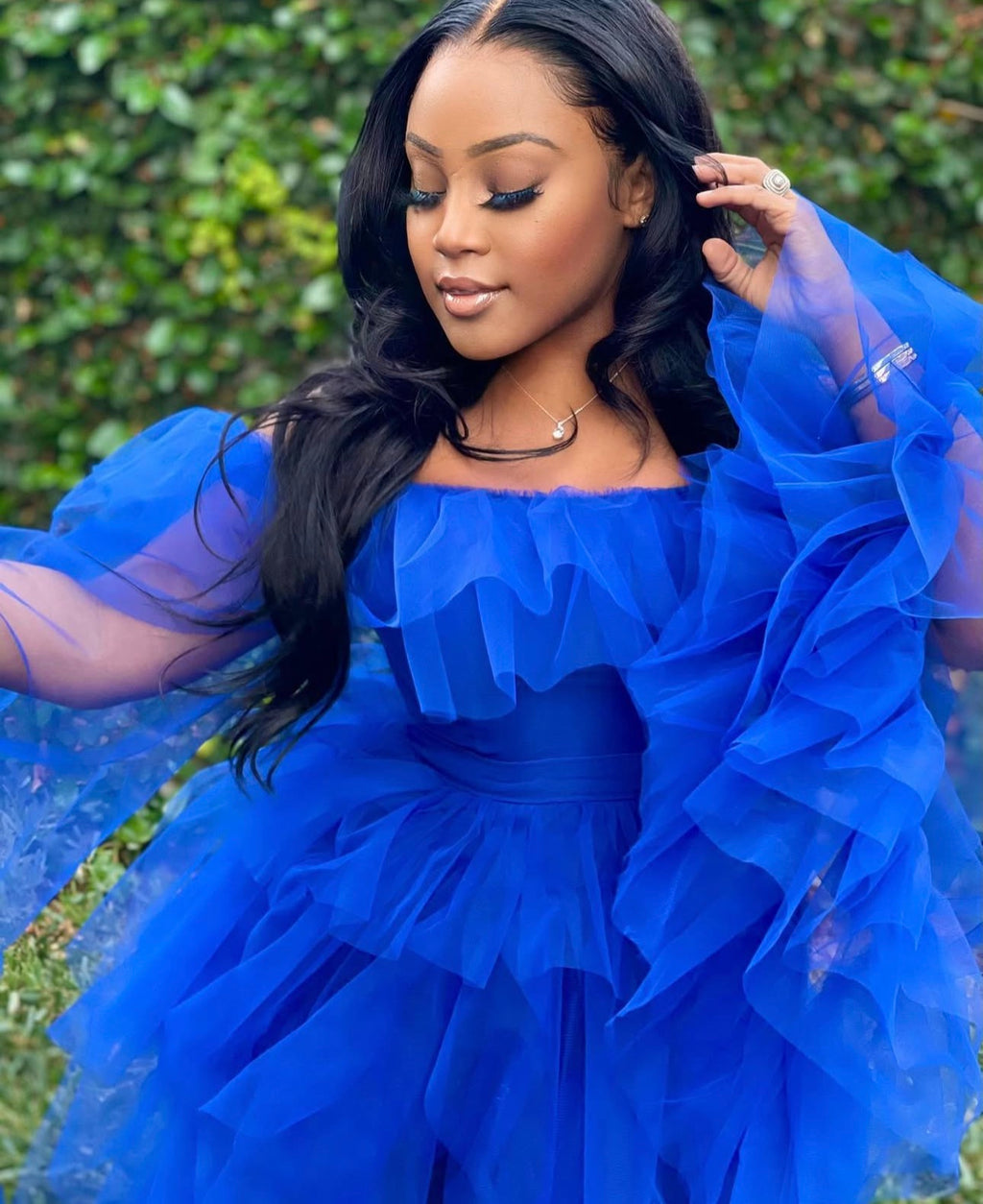 MOGUL STATUS RUFFLE DRESS - BLUE