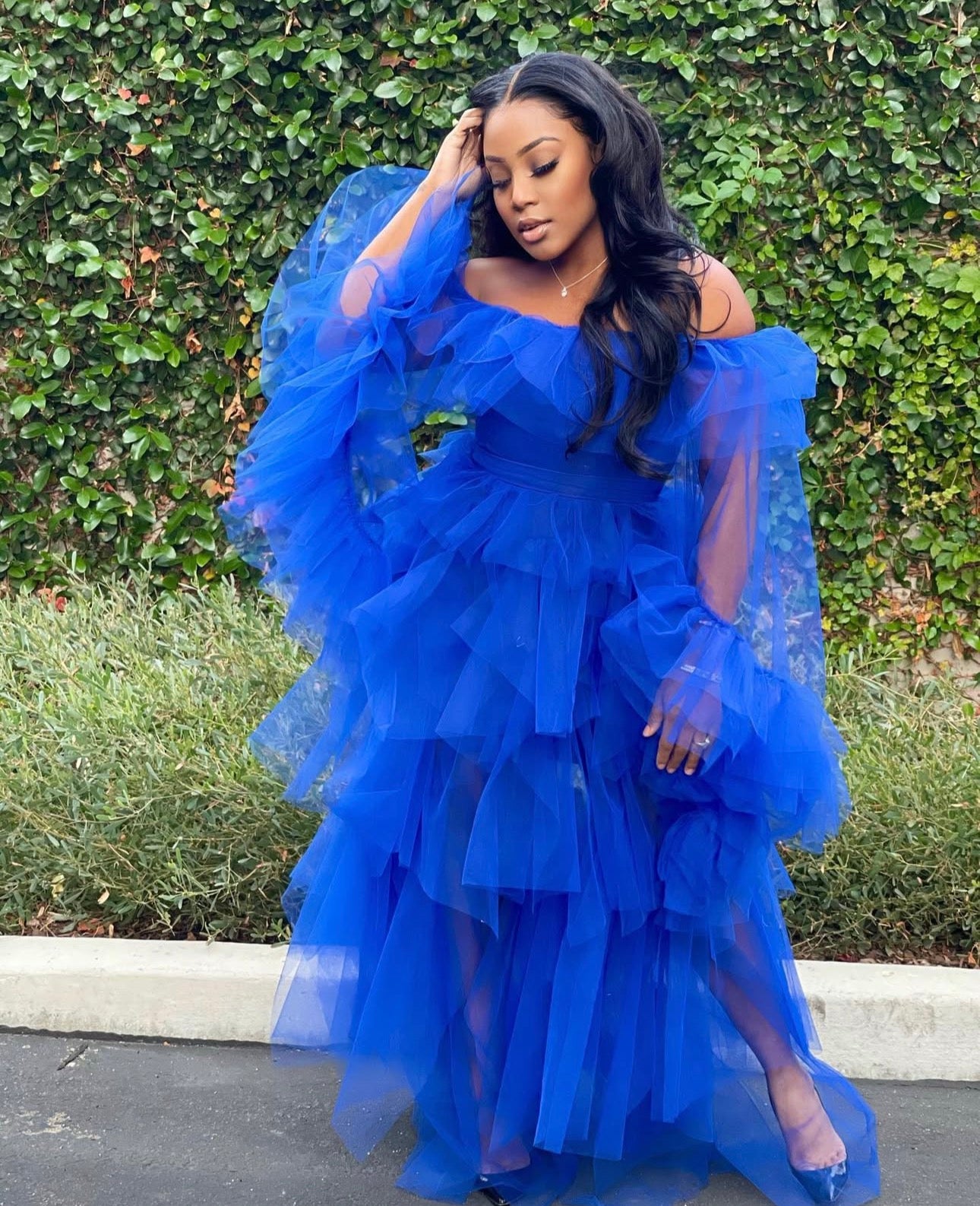 MOGUL STATUS RUFFLE DRESS - BLUE