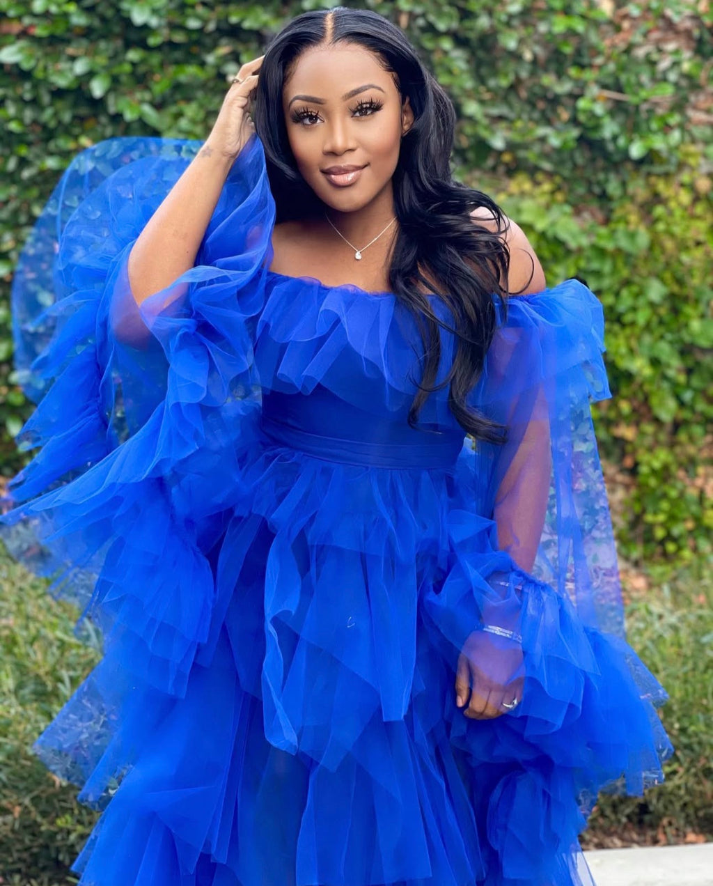 MOGUL STATUS RUFFLE DRESS - BLUE