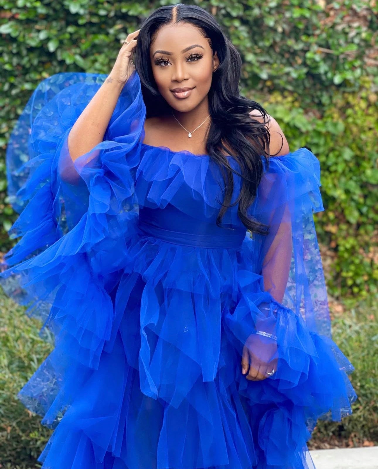 MOGUL STATUS RUFFLE DRESS - BLUE