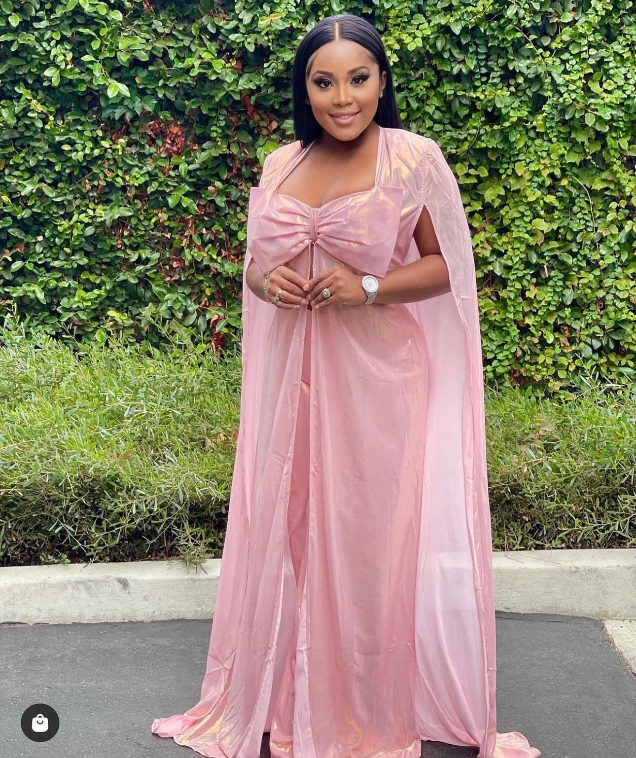 CAPTIVATING CAPE THREE PIECE SET - BLUSH SHIMMER