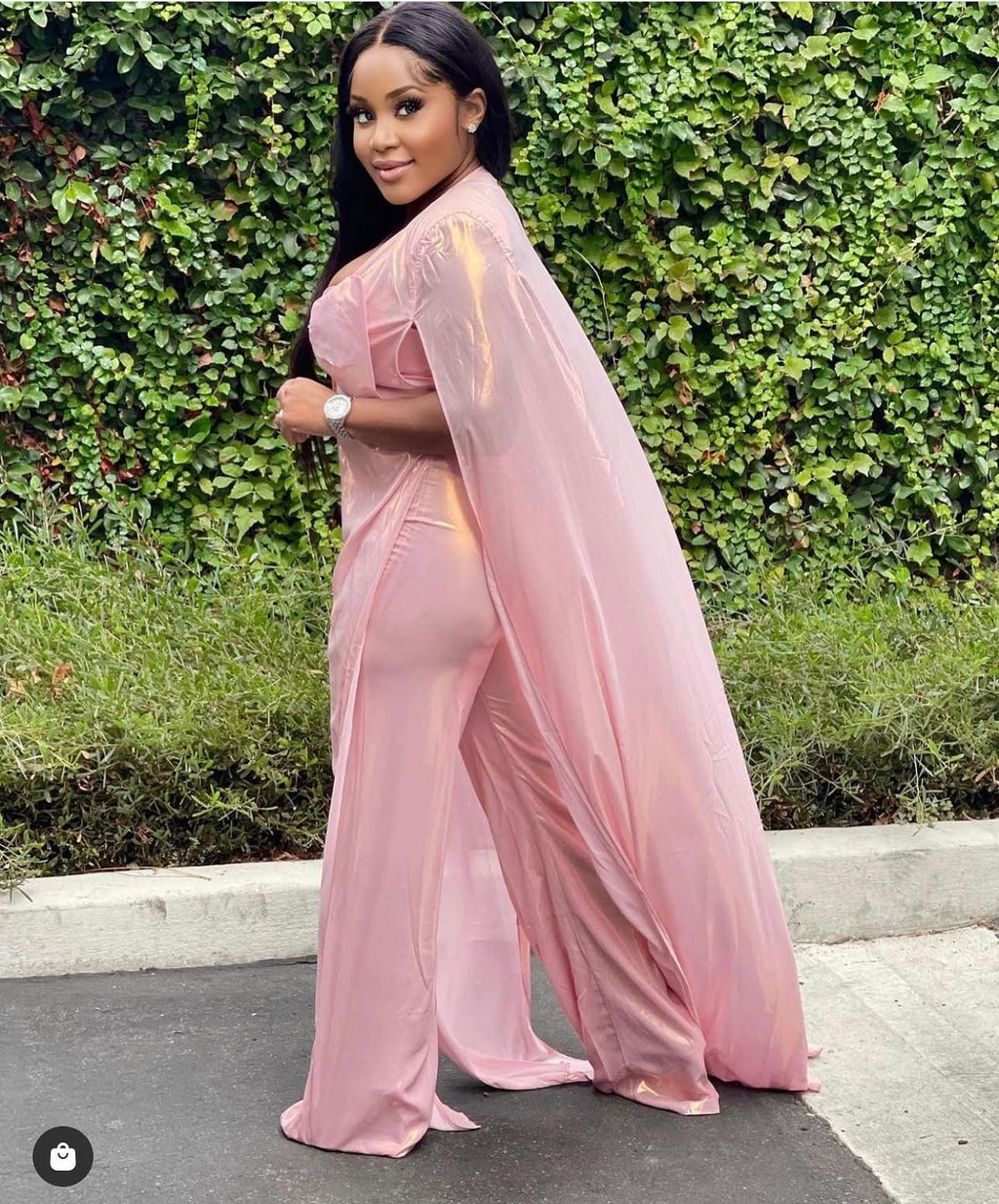 CAPTIVATING CAPE THREE PIECE SET - BLUSH SHIMMER