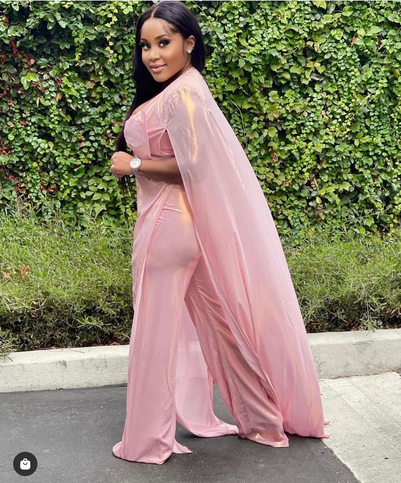 CAPTIVATING CAPE THREE PIECE SET - BLUSH SHIMMER