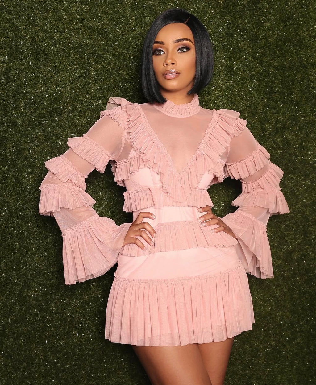 APPROVED RUFFLE DRESS - PINK