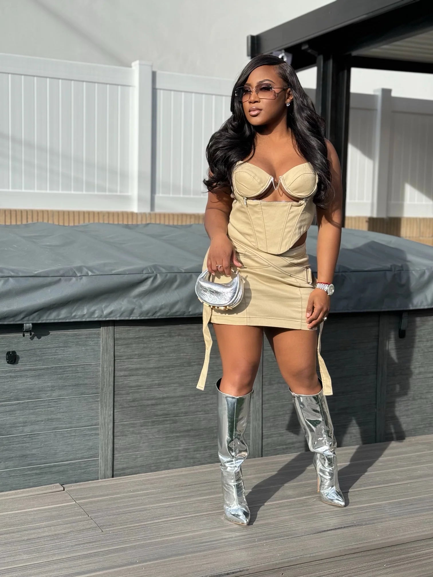 PRESSURE SKIRT SET - NUDE