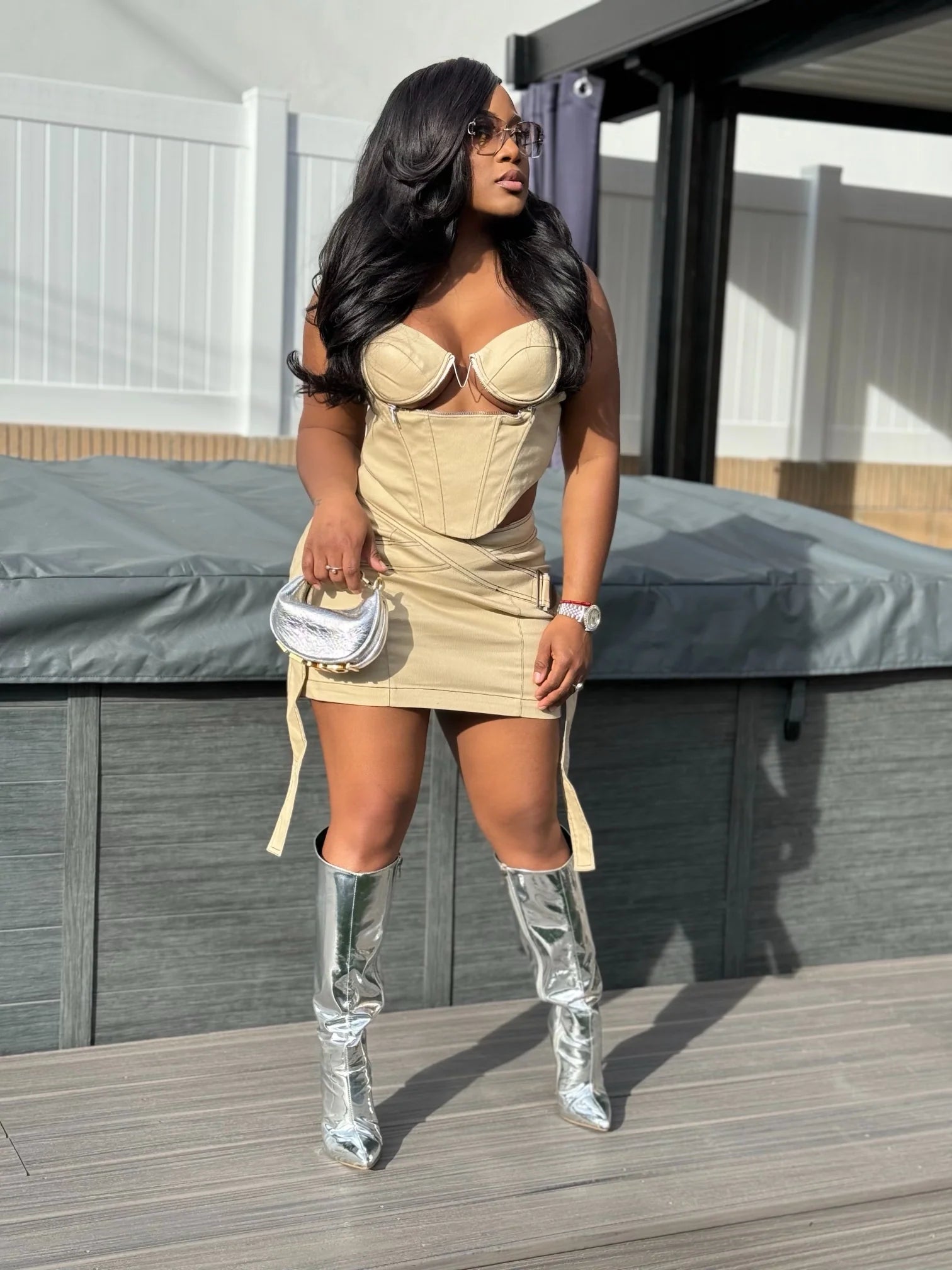 PRESSURE SKIRT SET - NUDE