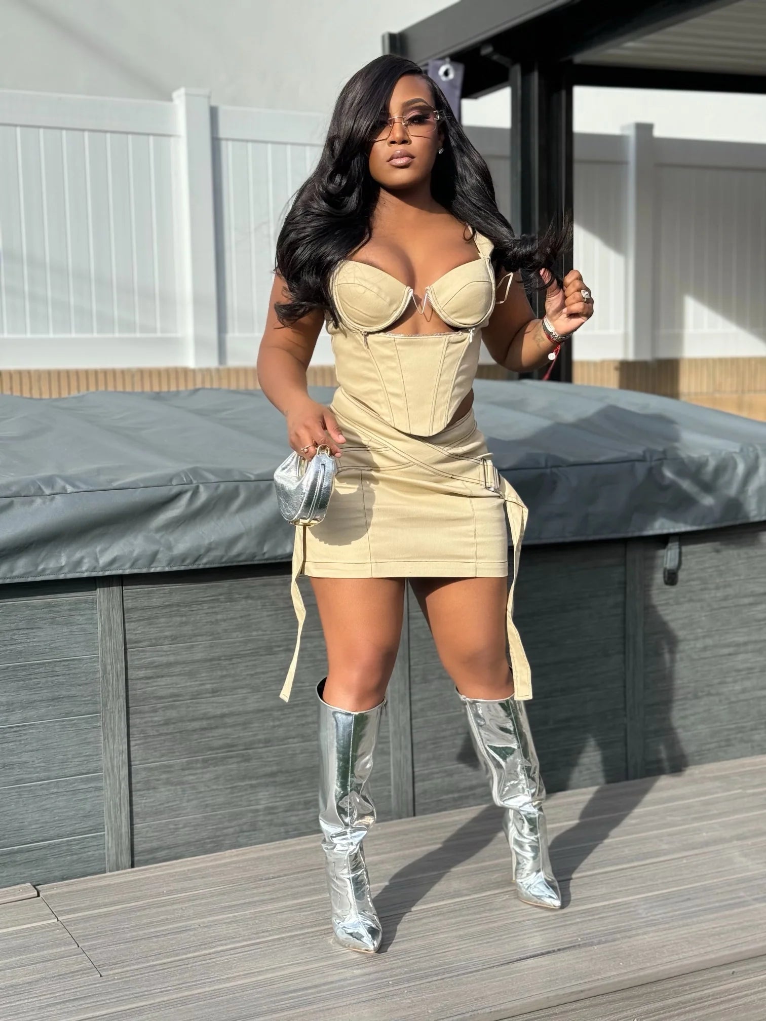 PRESSURE SKIRT SET - NUDE