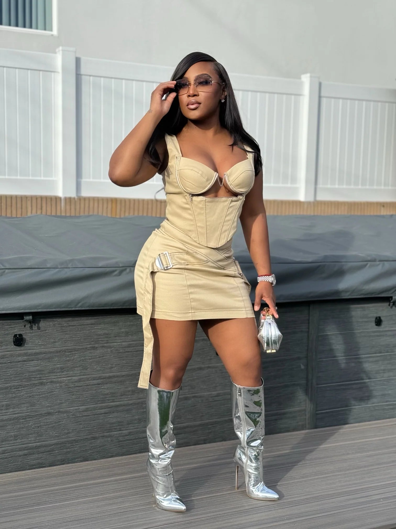PRESSURE SKIRT SET - NUDE