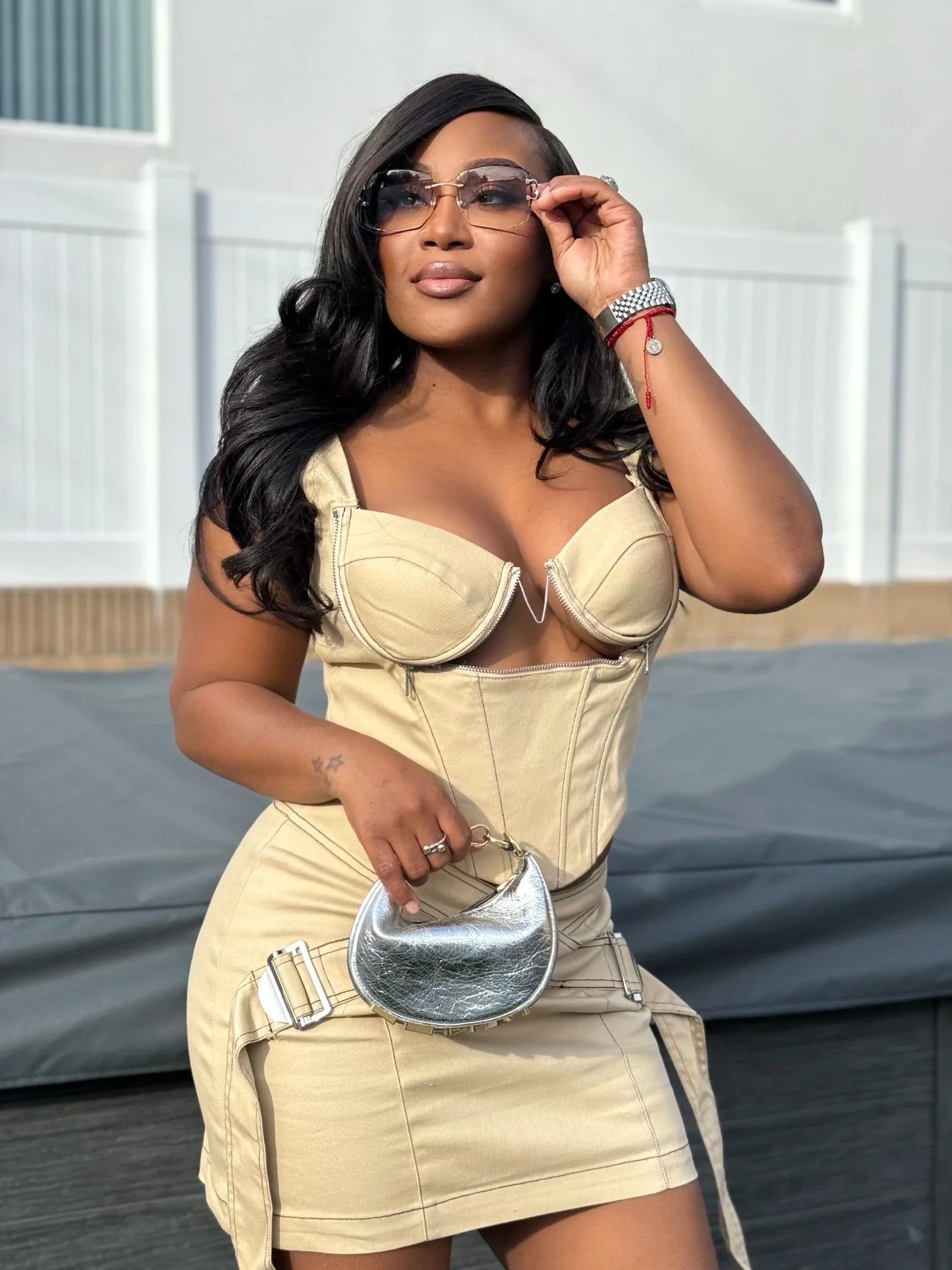 PRESSURE SKIRT SET - NUDE